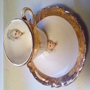 Antique 22kt Gold Martha Washington Teacup & Saucer